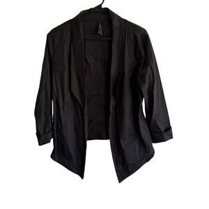 Porto Womens 3 Size Large Linen Blend Black 3/4 Sleeve Blazer Jacket